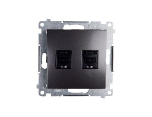 Simon 54 Gniazdo komputerowe podwójne 2xRJ45 kat.6 z przesłoną antracyt D62.01/48