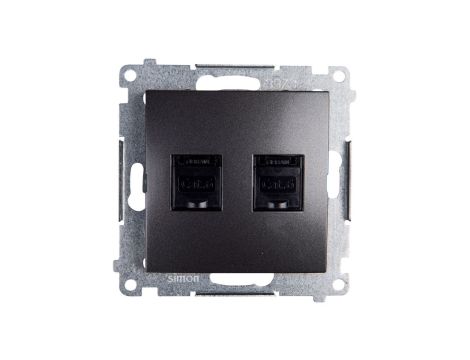Simon 54 Gniazdo komputerowe podwójne 2xRJ45 kat.6 z przesłoną antracyt D62.01/48