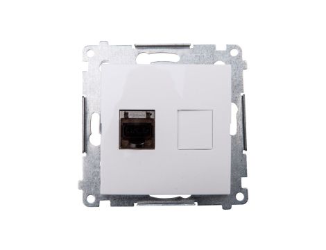 Simon 54 Gniazdo komputerowe pojedyncze RJ45 kat.6 ekranowane z przesłoną białe D61E.01/11