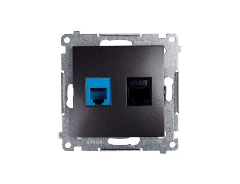 Simon 54 Gniazdo teleinformatyczne RJ45 kat.5e + RJ12 antracyt D5T.01/48