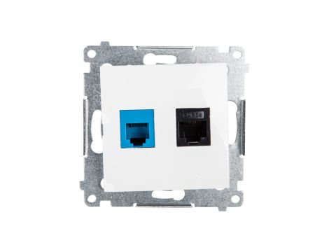 Simon 54 Gniazdo teleinformatyczne RJ45 kat.5e + RJ12 białe D5T.01/11