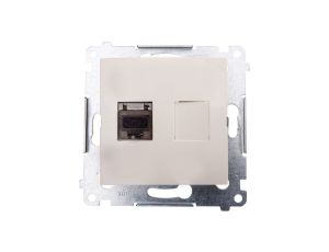 Simon 54 Gniazdo komputerowe pojedyncze RJ45 kat.6 ekranowane z przesłoną kremowe D61E.01/41