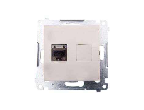 Simon 54 Gniazdo komputerowe pojedyncze RJ45 kat.6 ekranowane z przesłoną kremowe D61E.01/41