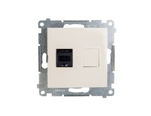 Simon 54 Gniazdo komputerowe pojedyncze RJ45 kat.6 z przesłoną kremowe D61.01/41