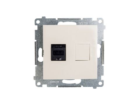 Simon 54 Gniazdo komputerowe pojedyncze RJ45 kat.6 z przesłoną kremowe D61.01/41