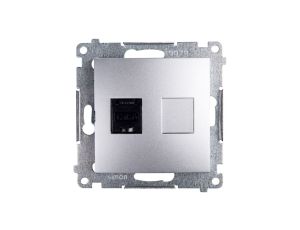 Simon 54 Gniazdo komputerowe pojedyncze RJ45 kat.6 z przesłoną srebrny mat D61.01/43