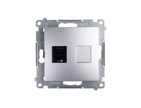 Simon 54 Gniazdo komputerowe pojedyncze RJ45 kat.6 z przesłoną srebrny mat D61.01/43