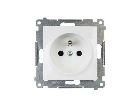 Simon 54 Gniazdo pojedyncze z/u 16A IP20 z przesłoną torów białe szybkozłącza, DGZ1CZ.01/11