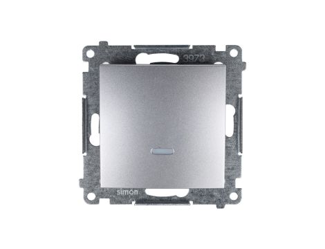 Simon 54 Łącznik jednobiegunowy z podświetleniem, szybkozłącza, srebrny mat DW1L.01/43