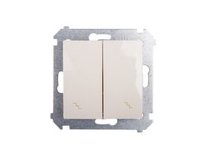 Simon 54 Łącznik schodowy podwójny z podświetlniem kremowy DW6/2L.01/41