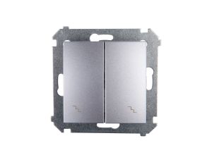 Simon 54 Łącznik schodowy podwójny srebrny mat DW6/2.01/43