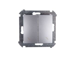 Simon 54 Łącznik schodowy podwójny z podświetleniem srebrny mat DW6/2L.01/43