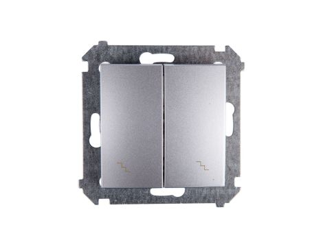 Simon 54 Łącznik schodowy podwójny z podświetleniem srebrny mat DW6/2L.01/43
