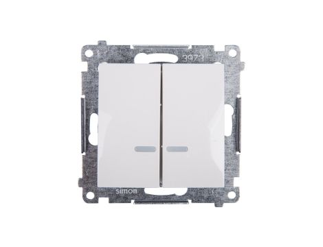 Simon 54 Łącznik bryzgoszczelny świecznikowy IP44 z podświetleniem, szybkozłącza, biały DW5BL.01/11