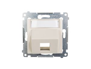 Simon 54 Pokrywa gniazda teleinformatycznego pojedynczego RJ Keystone skośna z polem opisowym kremowa DKP1S.01/41