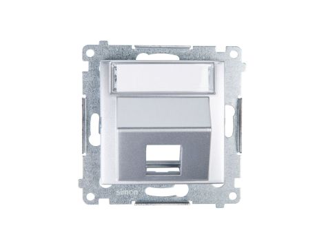 Simon 54 Pokrywa gniazda teleinformatycznego pojedynczego RJ skośna z polem opisowym srebrny mat DKP1S.01/43