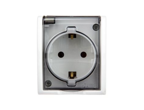 Simon Aquarius Gniazdo hermetyczne pojedyncze z/u Schuko IP54 z klapka dymną białe AQGSz1/11a