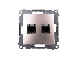 Simon 54 Gniazdo komputerowe podwójne 2xRJ45 kat.6 ekranowane z przesłoną zloty mat D62E.01/44
