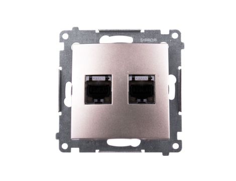 Simon 54 Gniazdo komputerowe podwójne 2xRJ45 kat.6 ekranowane z przesłoną zloty mat D62E.01/44