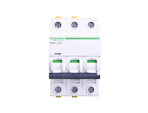 Wyłącznik nadprądowy 3P D 2A 6kA AC iC60N-D2-3 Acti9 A9F05302