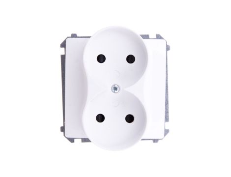 Simon Basic Gniazdo podwójne b/u 16A IP20 z przesloną torów białe BMG2Mz.01/11