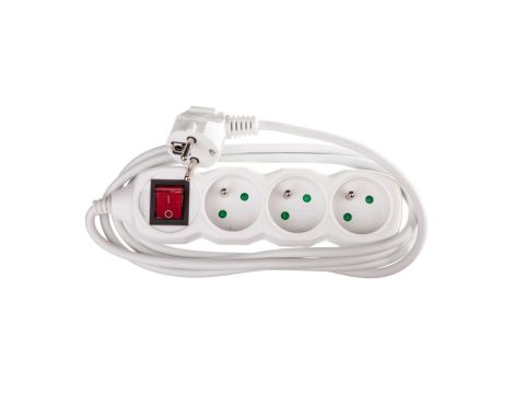 Przedłużacz z wyłącznikiem 3-gniazda z/u 2m /H05VV-F 3G1/ biały P1312