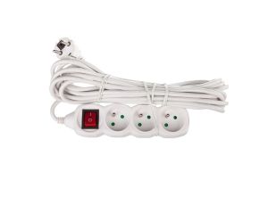 Przedłużacz z wyłącznikiem 3-gniazda z/u 7m /H05VV-F 3G1/ biały P1317