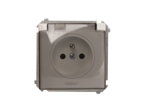 Simon Basic Gniazdo bryzgoszczelne z/u IP44 z klapką dymną białe BMGZ1B.01/11a
