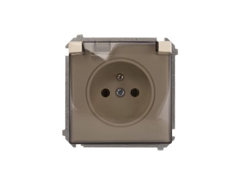 Simon Basic Gniazdo bryzgoszczelne z/u IP44 z klapką dymną beżowe BMGZ1B.01/12a