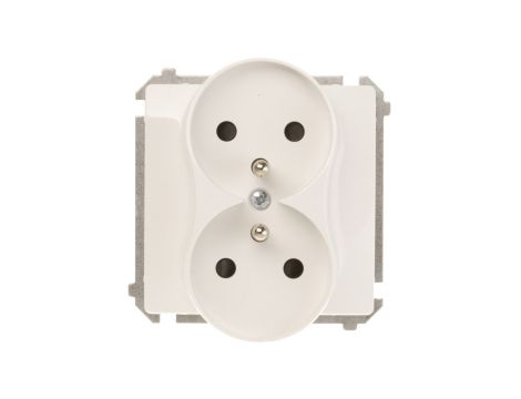Simon Basic Gniazdo podwójne z/u 16A IP20 z przesłoną torów białe BMGZ2Mz.01/11