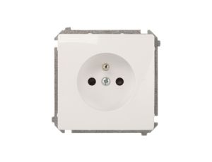 Simon Basic Gniazdo pojedyncze z/u 16A IP20 z przesłoną torów białe BMGZ1z.01/11