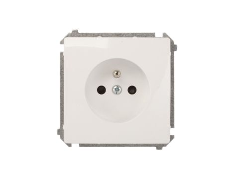 Simon Basic Gniazdo pojedyncze z/u 16A IP20 z przesłoną torów białe BMGZ1z.01/11