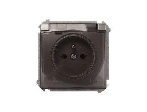 Simon Basic Gniazdo bryzgoszczelne z/u IP44 z klapką dymną stal inox BMGZ1B.01/21a