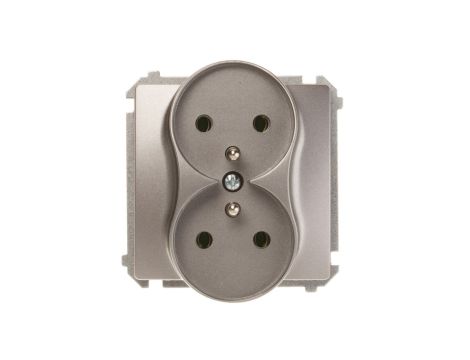 Simon Basic Gniazdo podwójne z/u 16A IP20 stal inox BMGZ2M.01/21