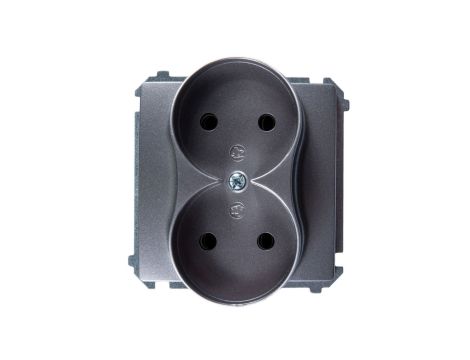 Simon Basic Gniazdo podwójne b/u 16A IP20 stal inox BMG2M.01/21