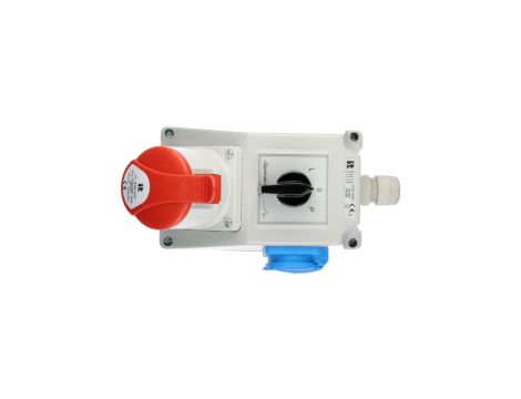 Zestaw instalacyjny z gniazdem 32A 5P+2P+Z (L-0-P) czerwony ZI05R461