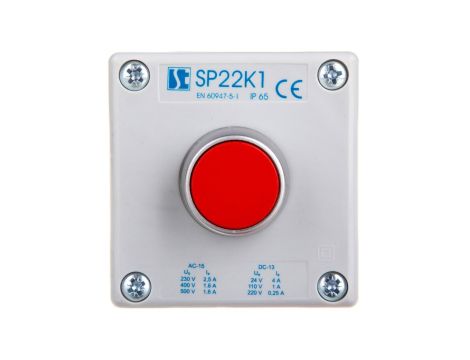 Kaseta sterownicza 1-otworowa czerwony 1R szara IP65 1x membrana M20 SP22K1\02-1