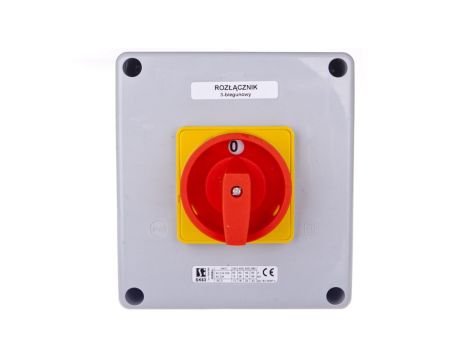 Łącznik krzywkowy 0-1 63A 3P w obudowie żółto-czerwony SK63-2.8211OB16ZC