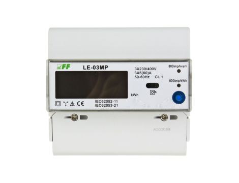 Licznik energii elektrycznej 3-fazowy 60A 230/400V RS-485 MODBUS wyświetlacz LCD LE-03MP