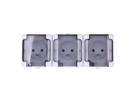 BRYZA Gniazdo hermetyczne potrójne z/u IP54 z klapką dymną białe 181440
