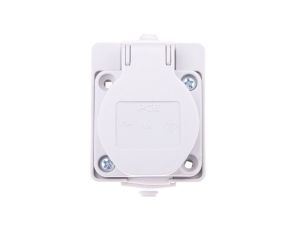 Gniazdo tablicowe 10/16A 2P+Z 230V szare IP44 /z puszką/ 104-0gp