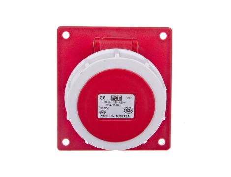 Gniazdo tablicowe skośne 16A 4P 400V czerwone IP67 POWER TWIST 4142-6