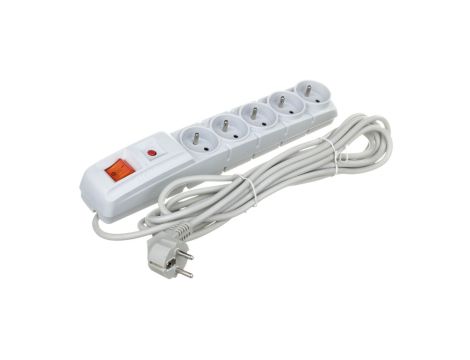 Przedłużacz przeciwprzepięciowy 5-gniazd z/u ACAR F5 5m szary