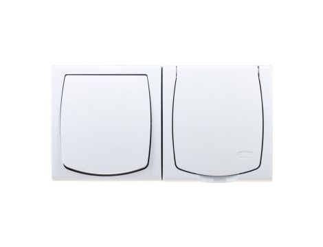 MADERA Łącznik hermetyczny pojedynczy + gniazdo hermetyczne pojedyncze z/u z klapką biały ZH-NŁ1G/00/w