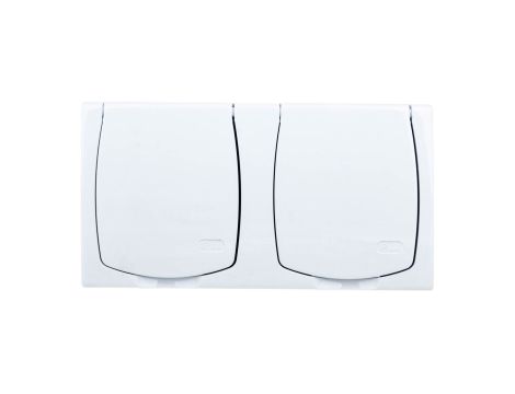 MADERA Gniazdo hermetyczne podwójne z/u IP44 klapka biała GNH-2NZ/00/w