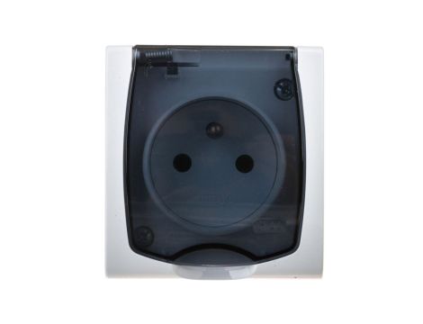 MADERA Gniazdo hermetyczne pojedyncze z/u IP44 klapka przezroczysta biała GNH-1NZ/00/d