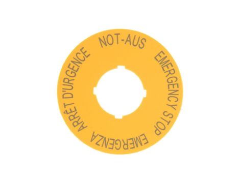 Tabliczka opisowa żółta okrągła fi60 EMERGENCY STOP M22-XBK1 216483
