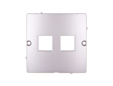 Simon Basic Pokrywa gniazda teleinformatycznego podwójnego 2xRJ Keystone płaska satyna metal