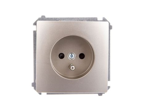 Simon Basic Gniazdo pojedyncze z/u 16A IP20 z przesłoną torów satyna metalizowana BMGZ1z.01/29