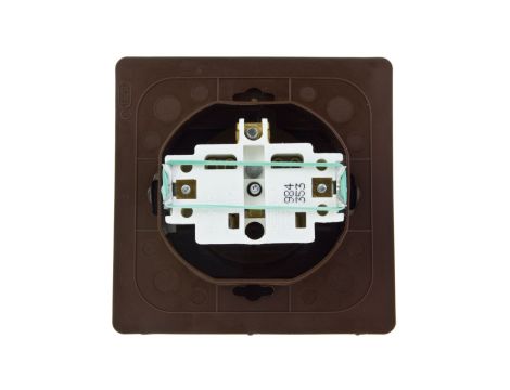 AKCENT Gniazdo bryzgoszczelne z/u IP44 klapka przezroczysta brązowe GPH-1AZ/24/d